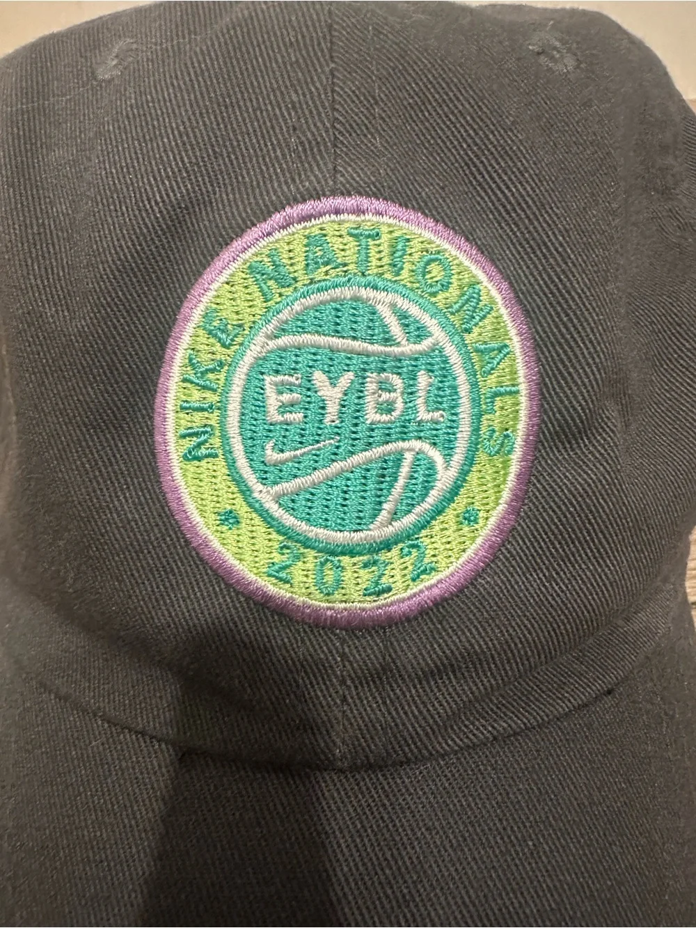 Nike Black Dad hat with Green & Purple EYBL Patch